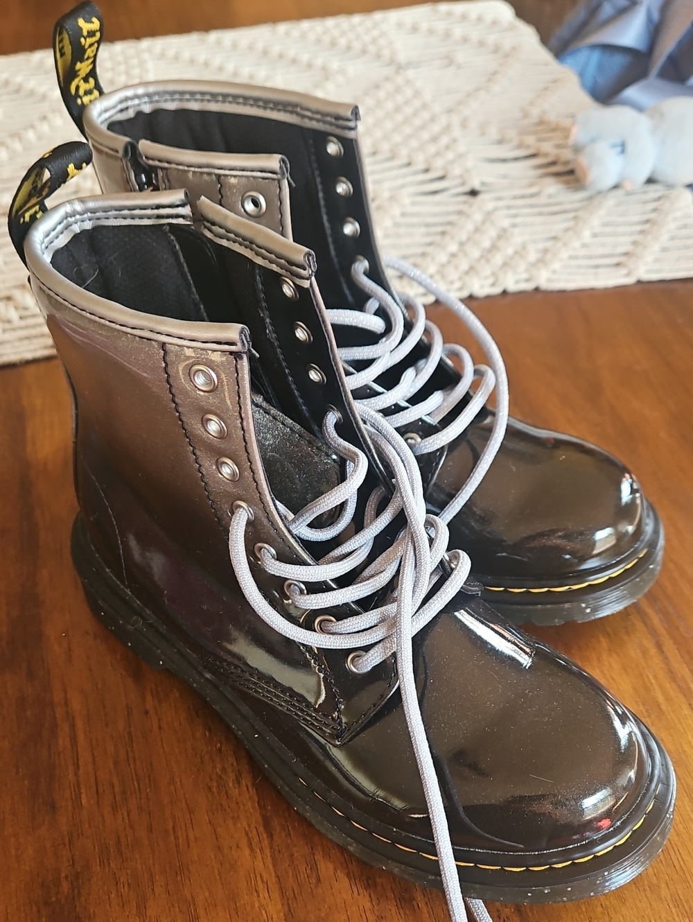 Dr. Martens Silver Gradient Lace-Up Side Zipper Combat Boot